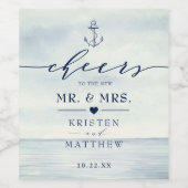 Proost op de Wedding Ocean Nautical Anchor Wijn Etiket (Enkel label)
