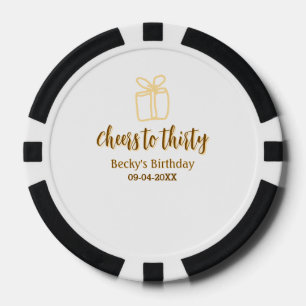 Proost op dertig geel bruine verjaardag pastel cad poker chips