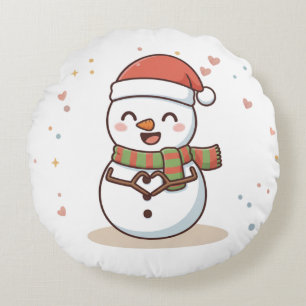 Proost op een Coole Kerst Sneeuwman Kaart Rond Kussen