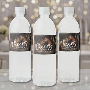 Proost Op Een Gelukkig Huwelijk Foto Bruiloft Waterfles Etiket
