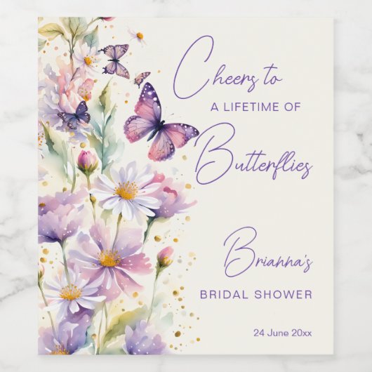 Proost op een leven van vlinders vrijgezellenfeest wijn etiket (Enkel label)