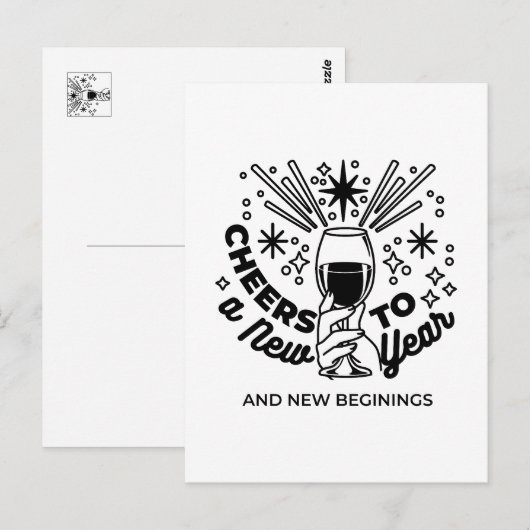 Proost op een nieuwjaarsfeest Design Briefkaart (Voorkant / Achterkant)
