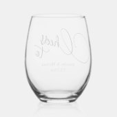 Proost op elegante, minimale moderne scriptbruilof wijnglas zonder voet (Achterkant)