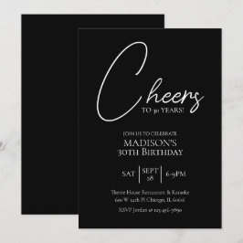 Proost op elke leeftijd 30e verjaardag in zwart-wi kaart