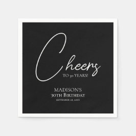 Proost op elke leeftijd 30e verjaardag in zwart-wi servet