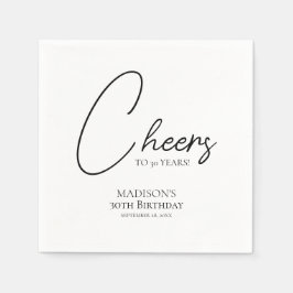 Proost op elke leeftijd 30e verjaardag in zwart-wi servet
