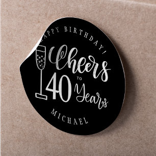 Proost op elke leeftijd mannen typografie gelukkig ronde sticker