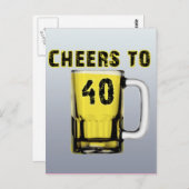 Proost op Fourty. Birthday Briefkaart (Voorkant / Achterkant)