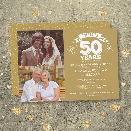Proost op het 50e bruiloft Jubileum 2 Foto Kaart