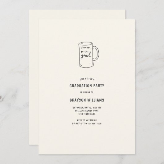 Proost op het Afstudeerder Beer Mok Graduation Par Kaart (Voorkant / Achterkant)