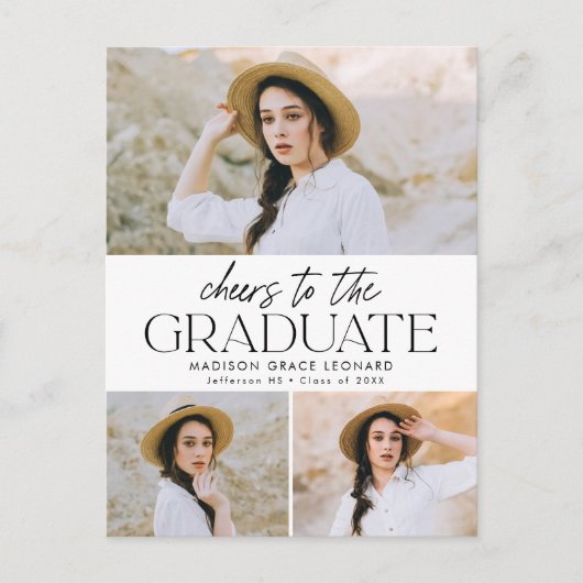 Proost op het Afstudeerder Script 3 Photo Graduati Uitnodiging Briefkaart (Voorkant)