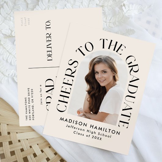 Proost op het Afstuderen Arch Photo Graduation Par Uitnodiging Briefkaart