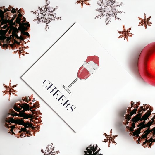 Proost op het kerstfeestje Santa Hat Wine Servet