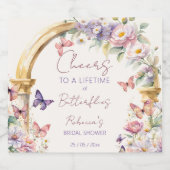 Proost op het leven van Butterflies vrijgezellenfe Sparkling Wijnetiket (Enkel label)