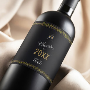 Proost op het nieuwe jaar Business Logo Black & Go Wijn Etiket