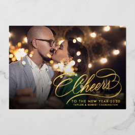 Proost op het Nieuwe Jaar | Elegante Foto  Folie Feestdagenkaart