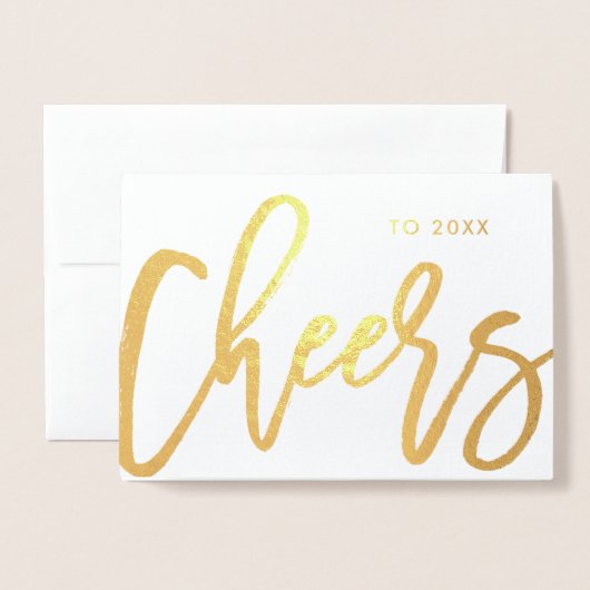 Proost op het Nieuwe Jaar | Script en Confetti Folie Kaarten (Voorkant met envelop)