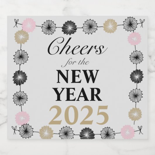 Proost op het nieuwjaarsfeest 2025 sparkling wijnetiket (Enkel label)