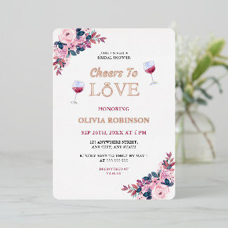 Proost op het Vrijgezellenfeest Bloemenwijn Folie Uitnodiging