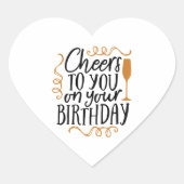 Proost op je verjaardag hart sticker (Voorkant)