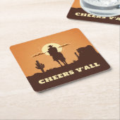 Proost op jullie woestijn vierkante kartonnen onderzetter (Schuin)