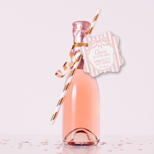 Proost op kleine meisjes Boog roze meisje Champagn Bedankjes Labels