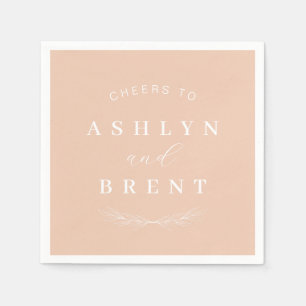 Proost op lichte perzik bruiloft cocktail servette servet