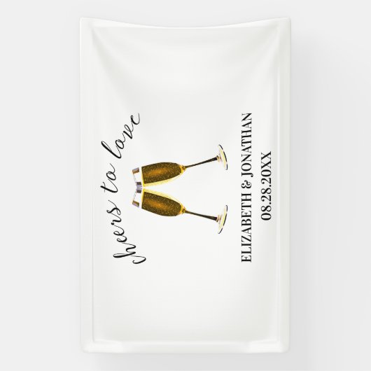 Proost op liefde champagneglazen spandoek (Verticaal)