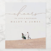 Proost op Liefde & Geluk Script Foto Bruiloft Wijn Etiket (Enkel label)