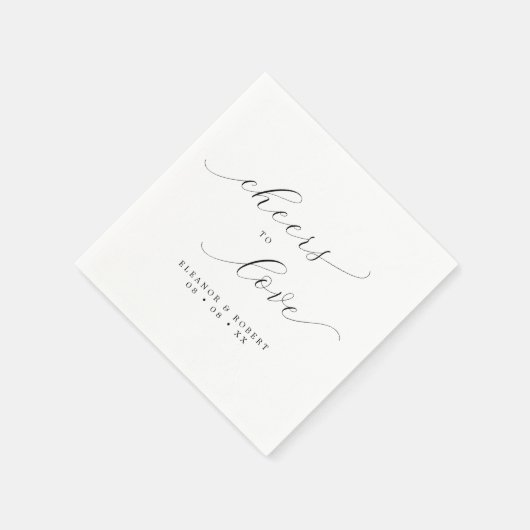 Proost op Liefde Minimalistisch Script Bruiloft Servet (Hoek)