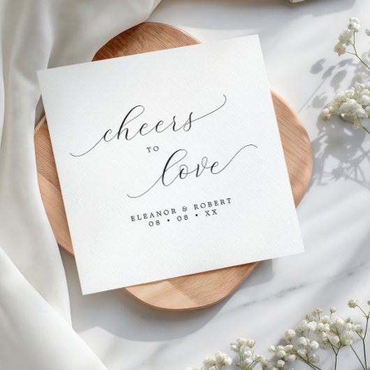 Proost op Liefde Minimalistisch Script Bruiloft Servet