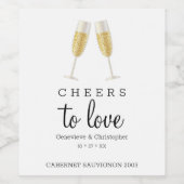 Proost op Liefde Mousserende Wijn Toast Bruiloft M Wijn Etiket (Enkel label)