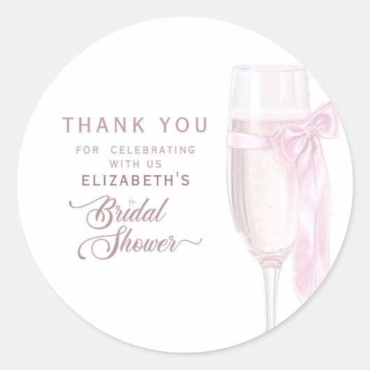Proost op liefde wijn glazen strik bridal shower ronde sticker (Voorkant)