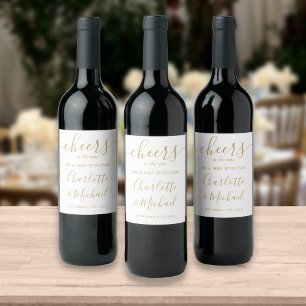 Proost Op Mijnheer En Mevrouw Chic Gouden Script T Wijn Etiket