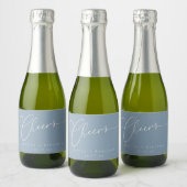 Proost op minimale stoffige blauwe script aangepas sparkling wijnetiket (Flessen)