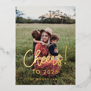 Proost op moderne kalligrafie foto 2024 folie feestdagen briefkaart