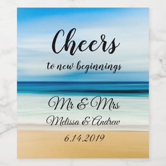 Proost op Ocean Sunset Beach Wijn Etiket (Enkel label)