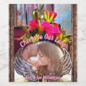 Proost op onze liefde bloemen PM0001 Wijn Etiket (Enkel label)