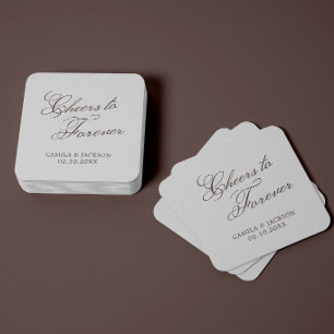Proost op Oud Geld Bruin Bruiloft voor altijd Vierkante Kartonnen Onderzetter