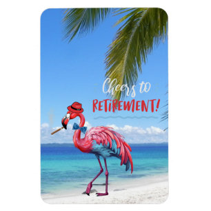Proost op Pensioen Flamingo op Tropical Beach Magneet