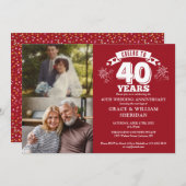 Proost op Ruby 40th Wedding Jubileum 2 Foto Kaart (Voorkant / Achterkant)