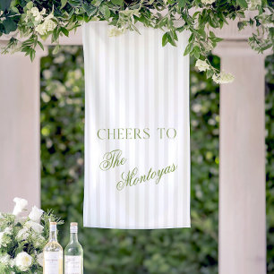Proost op Sage Green & Beige Trouwbanner Spandoek