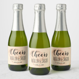 Proost op Sepia Tone Blooming Roos Blossom Bruilof Sparkling Wijnetiket