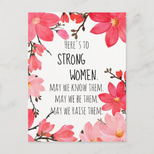 Proost op Sterke Vrouwen Aquarel Bloem Clematis Briefkaart