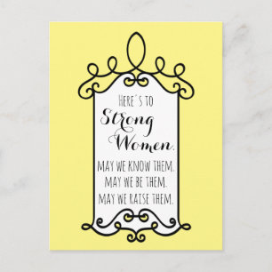 Proost op Sterke Vrouwen Motiverend Geel Frame Briefkaart