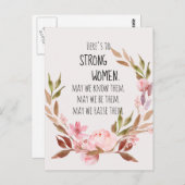 Proost op Sterke Vrouwen Roze Pioen  Briefkaart (Voorkant / Achterkant)