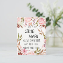 Proost op Sterke Vrouwen Waterverf Roze Pioenrozen