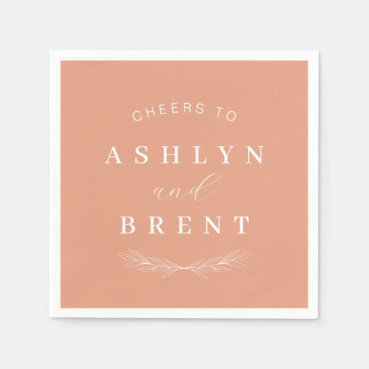 Proost op terracotta bruiloft cocktail servetten (Voorkant)