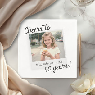 Proost op veertig jaar 40 retro foto verjaardag servet