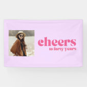 "Proost op veertig jaar" Retro Paarse 40e verjaard Spandoek (Horizontaal)